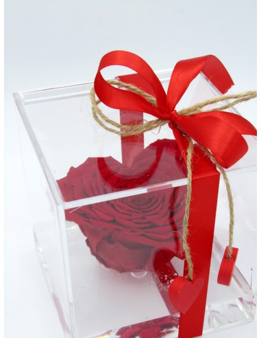 Rosa Eterna Rossa a Forma di Cuore in Box di...