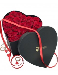 Flower Box a Forma di Cuore con 21 Rose Rosse