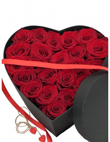 Flower Box a Forma di Cuore con 21 Rose Rosse