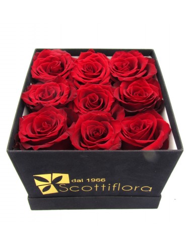 Flower Box con 9 Rose Rosse
