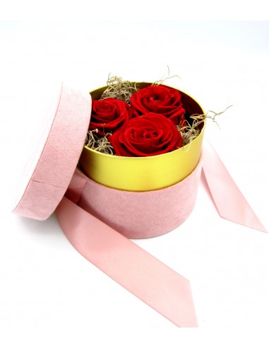 Flower Box con 3 Rose Rosse STABILIZZATE