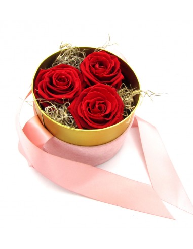 Flower Box con 3 Rose Rosse STABILIZZATE