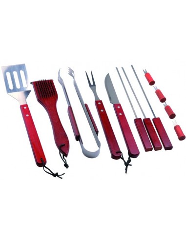 SET P/BARBECUE SANDRIGARDEN 12 PZ ACC.INOX/LEGNO VALIGETTA