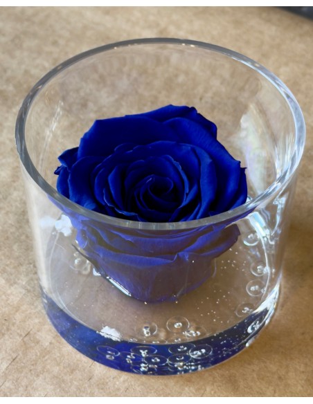 Rosa Eterna Blù in Box di Plexiglass Trasparente