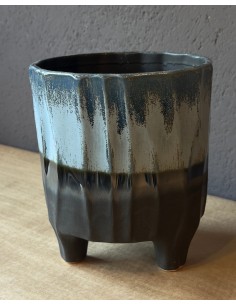 Vaso Ceramica Blu Sfaccettato Buffy H24 D21,5