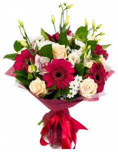 Holly, Mazzo di Gerbere, Rose e Lisianthus