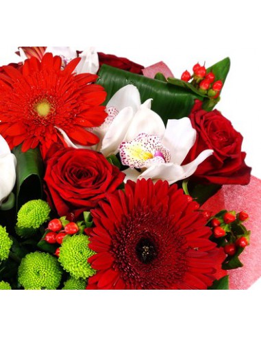 Vivace, Mazzo di Fiori con Gerbere e Rose Rosse