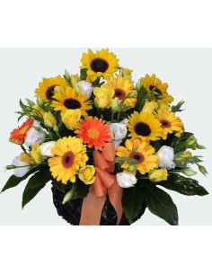 Primavera, Cesto di Girasoli e Fiori Stagionali