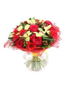 Emotion, Bouquet di Orchidee e Rose Rosse