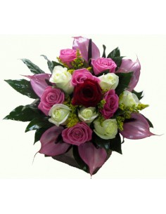 Previa, Bouquet di Rose Colorate e Anthurium
